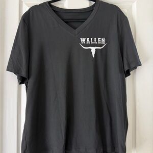 Black V-Neck Shirt with Longhorn Logo